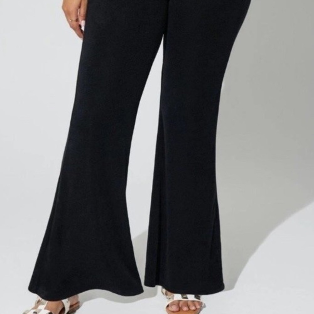 TORRID Full Length Terry Cloth Flare Beach Cover Up Pant Black 3X